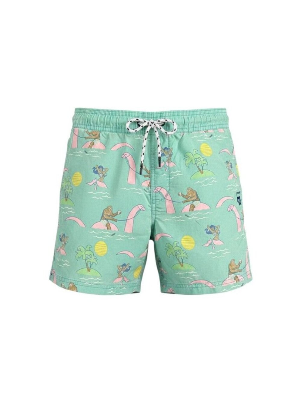 Party Pants Mens Graphic Swim Trunks X-Small Green & Pink Fun Pattern